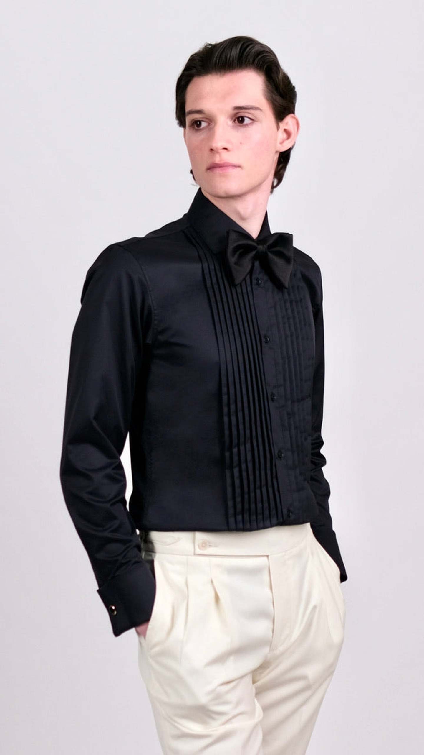 Cămașă Tuxedo cu Plastron - Negru by Iorgoni