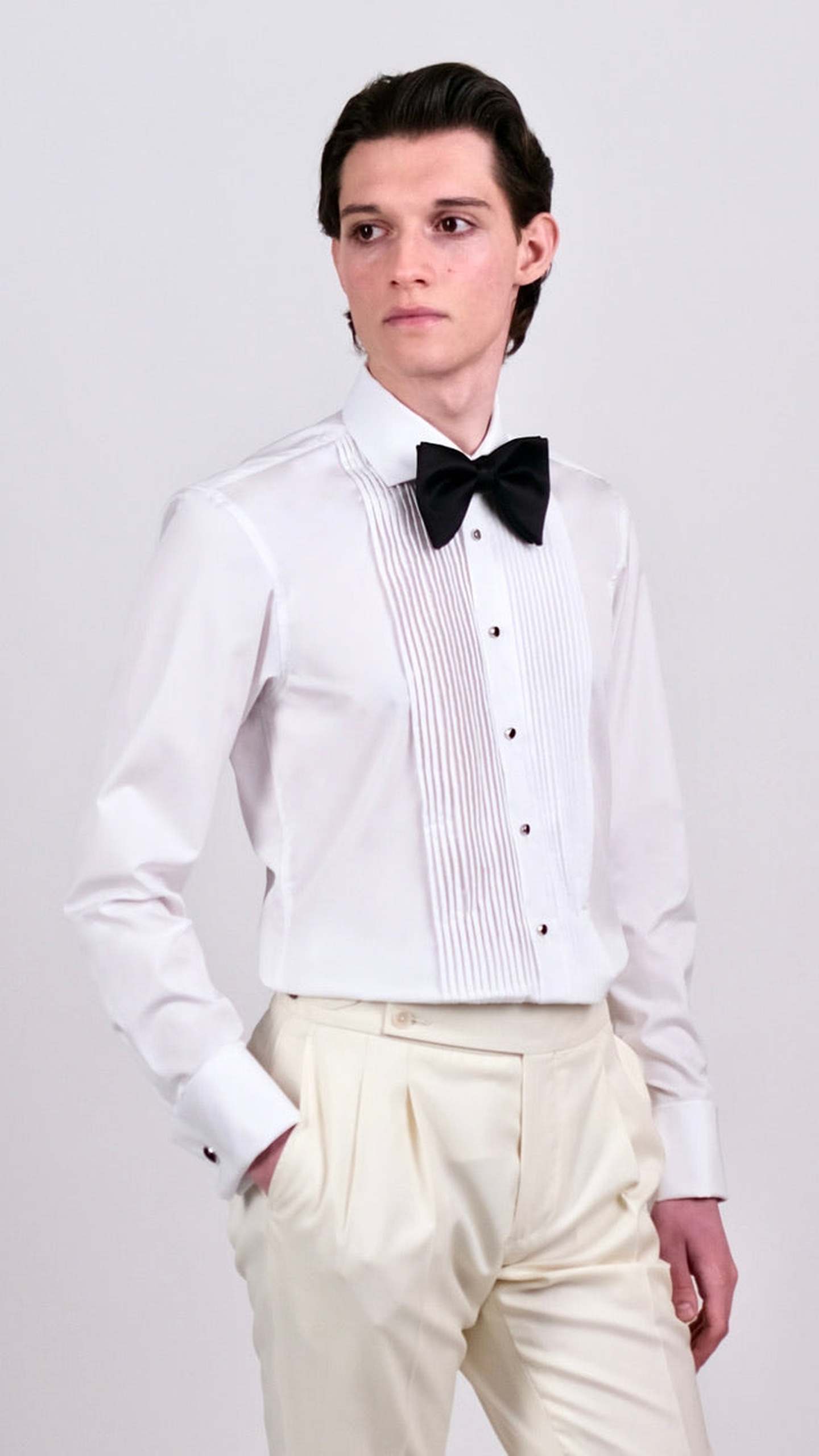 Cămașă Tuxedo cu Plastron - Alb by Iorgoni