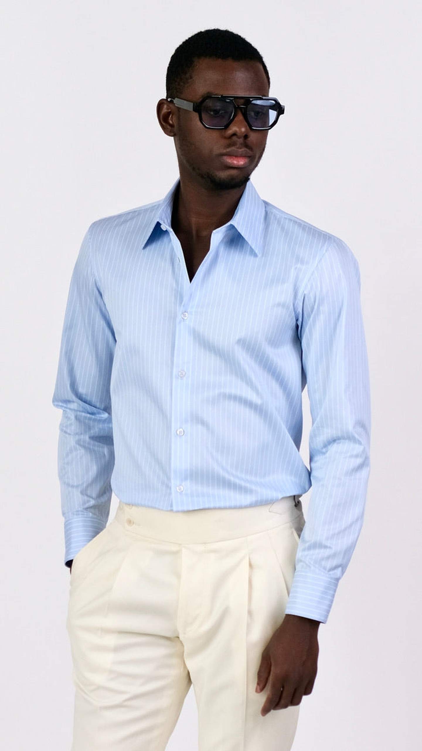 Cămașă Twill cu dungi - Albastru Deschis by Iorgoni