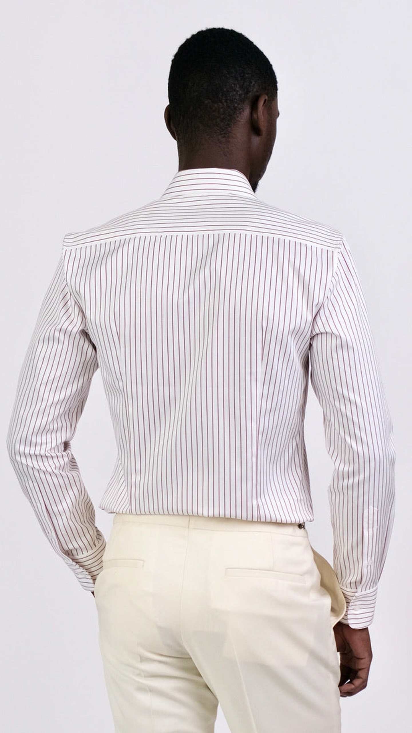 Cămașă Twill cu dungi - Alb și Bordo by Iorgoni