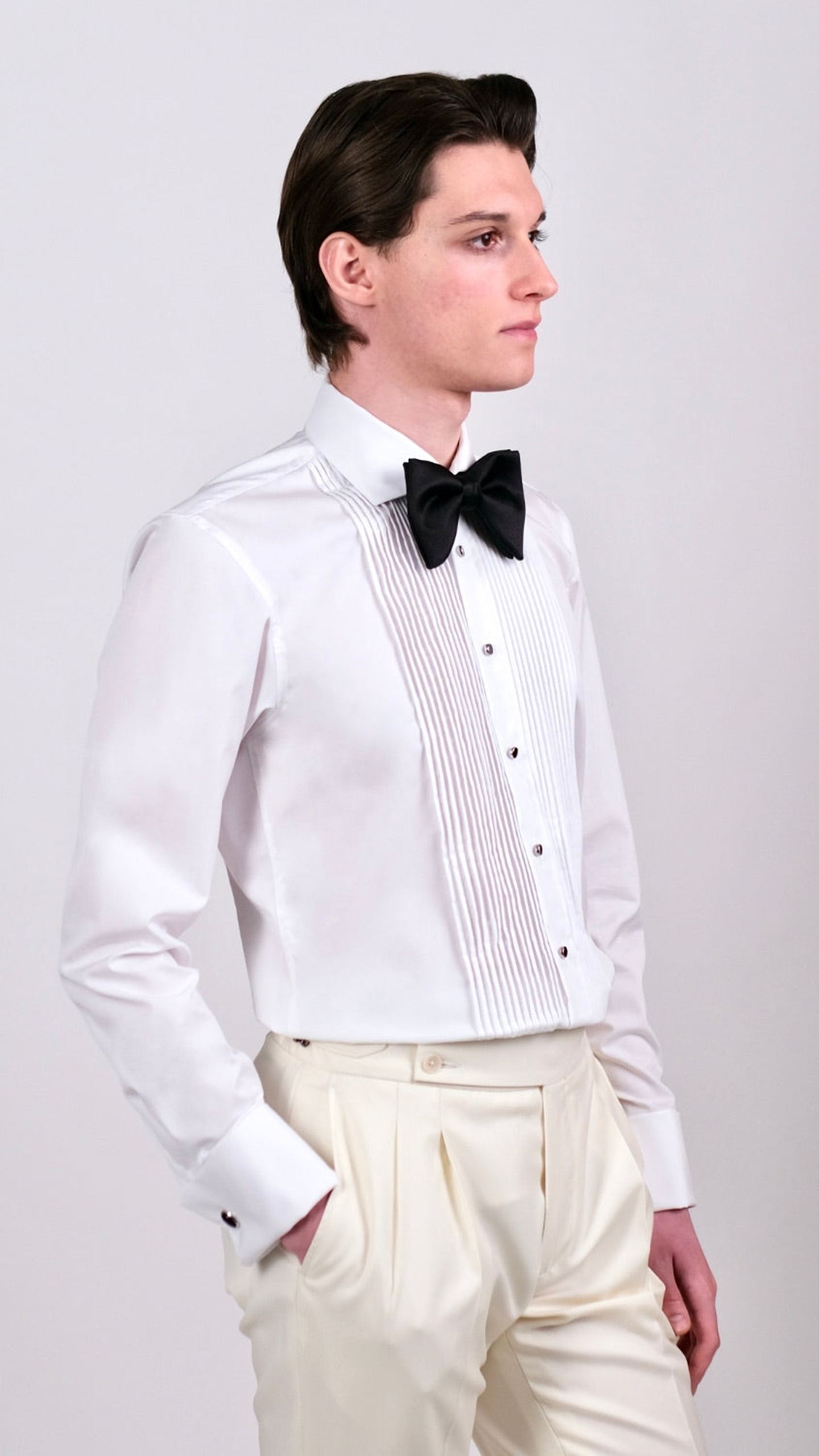 Cămașă Tuxedo cu Plastron - Alb by Iorgoni