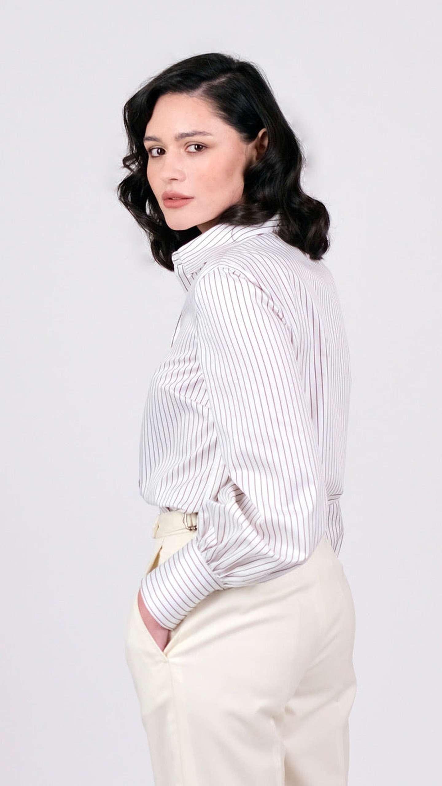 Cămașă Twill cu Dungi - Olive by Iorgoni