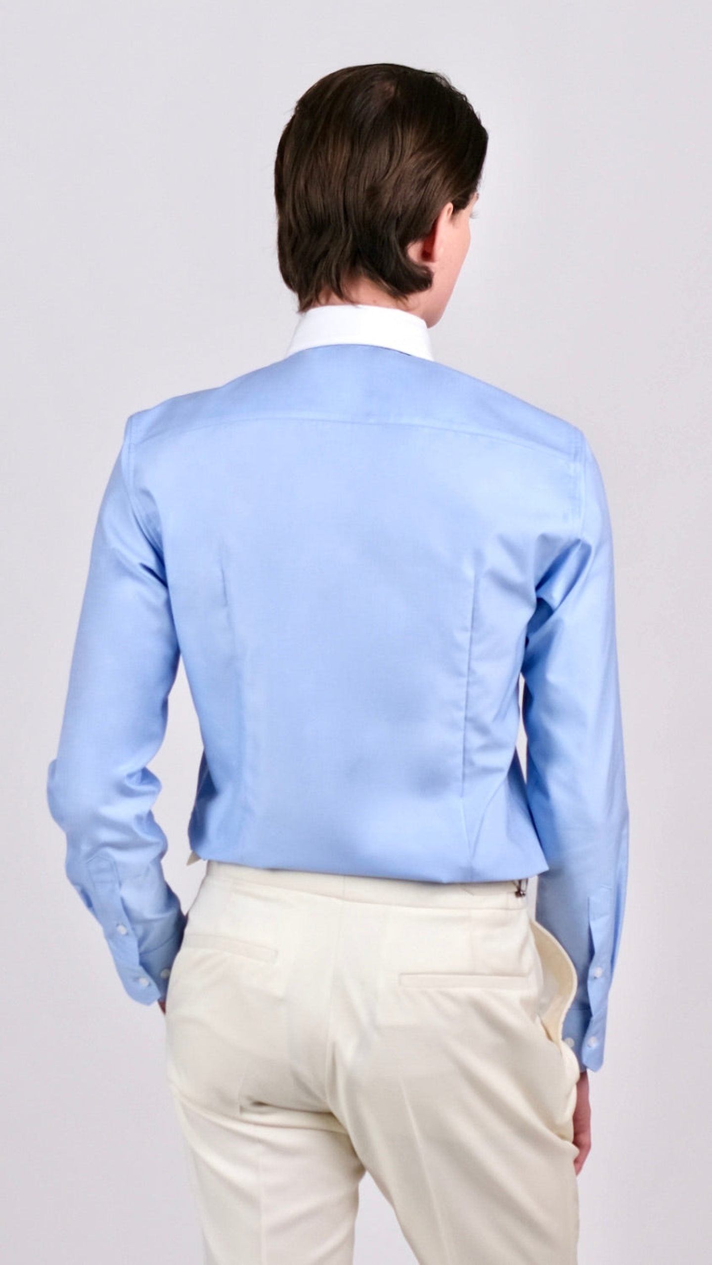 Cămașă Poplin Albastru Deschis cu Guler Alb by Iorgoni