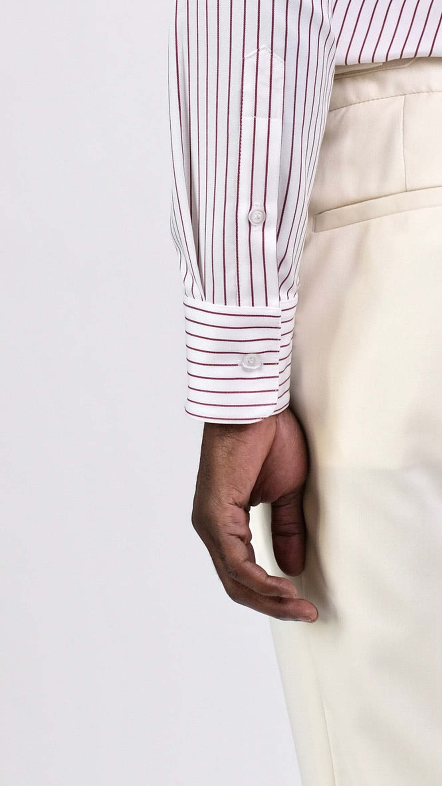 Cămașă Twill cu dungi - Alb și Bordo by Iorgoni