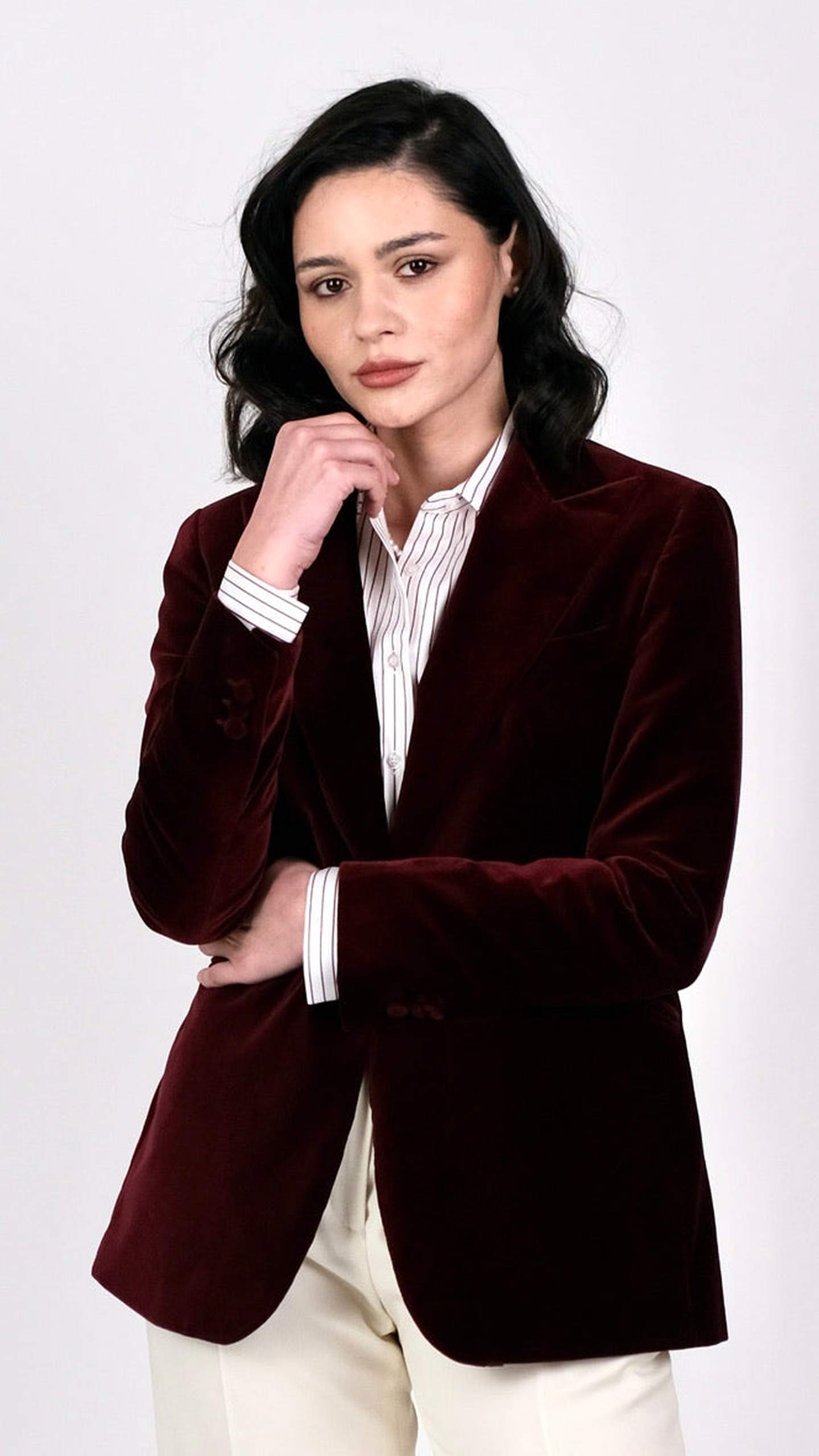 Cămașă din Twill cu Dungi Bordo by Iorgoni