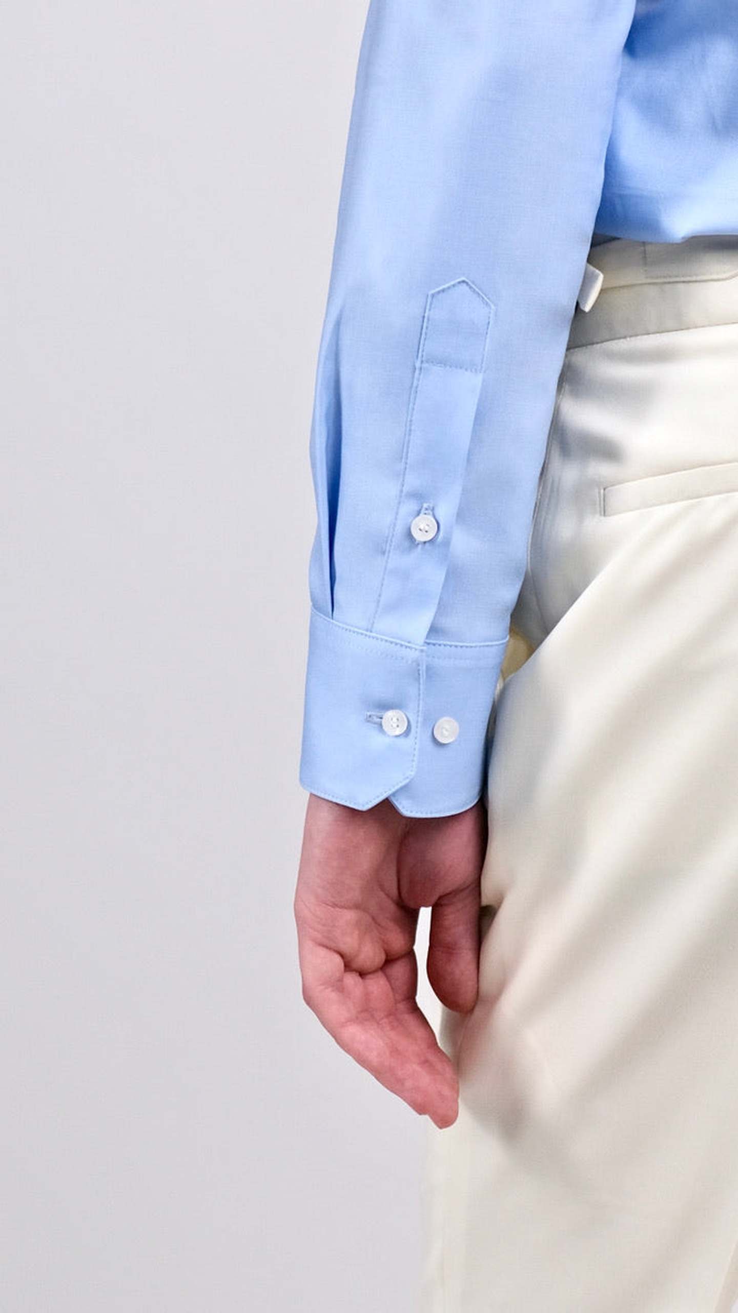 Cămașă Poplin Albastru Deschis cu Guler Alb by Iorgoni