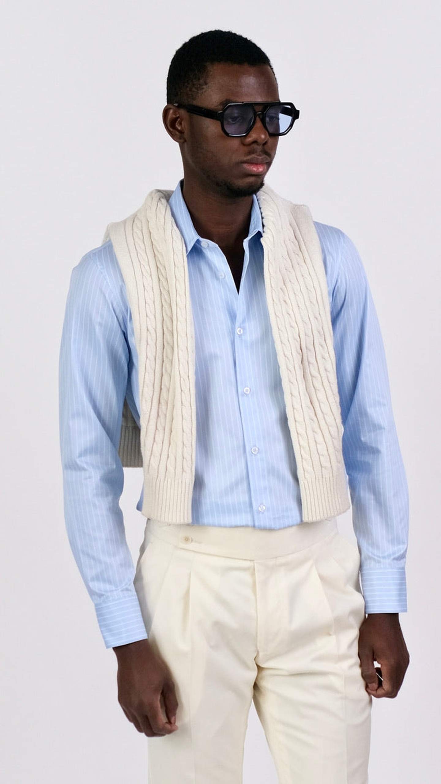 Cămașă Twill cu dungi - Albastru Deschis by Iorgoni