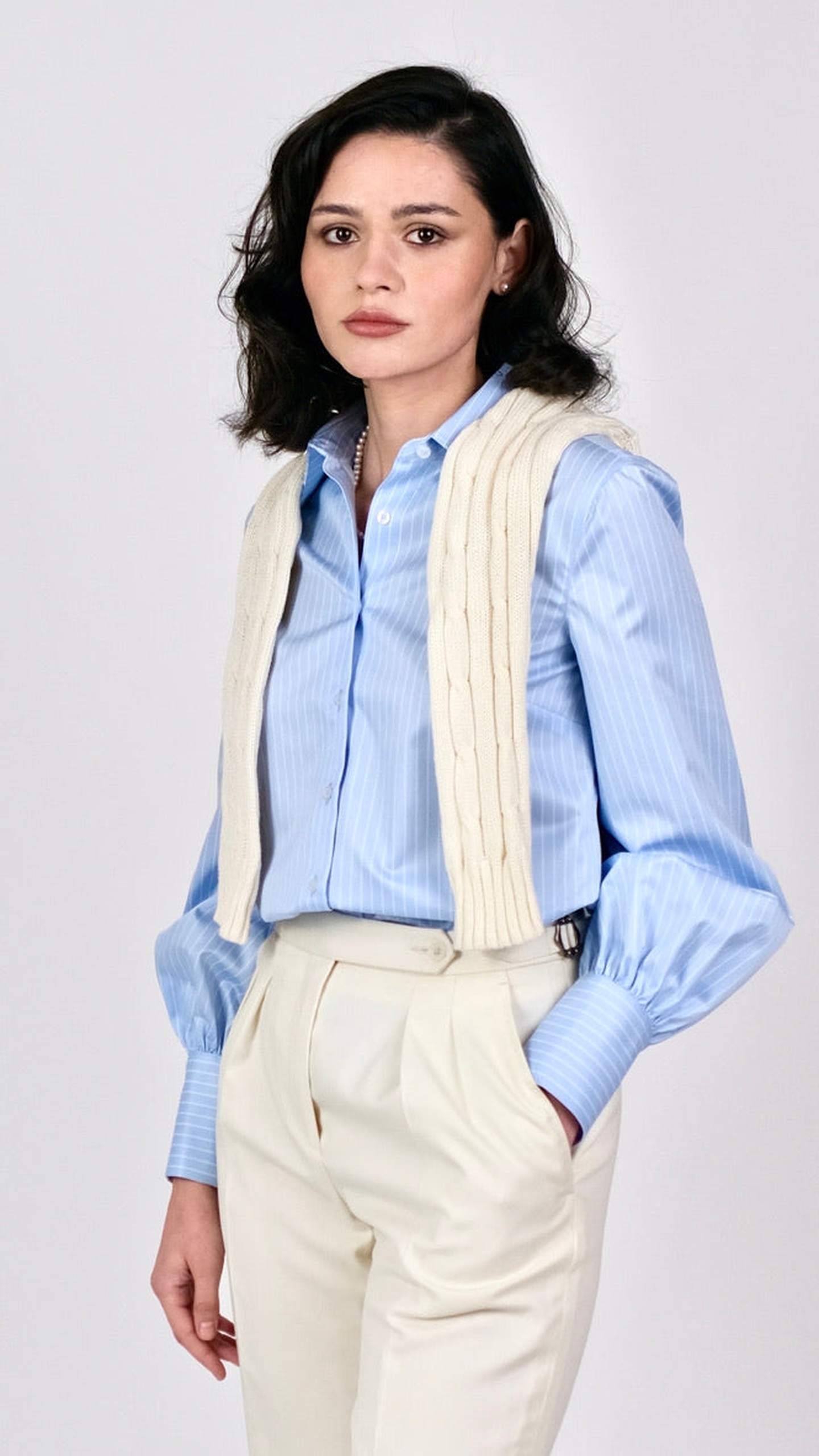 Cămașă Twill cu Dungi - Albastru Deschis by Iorgoni