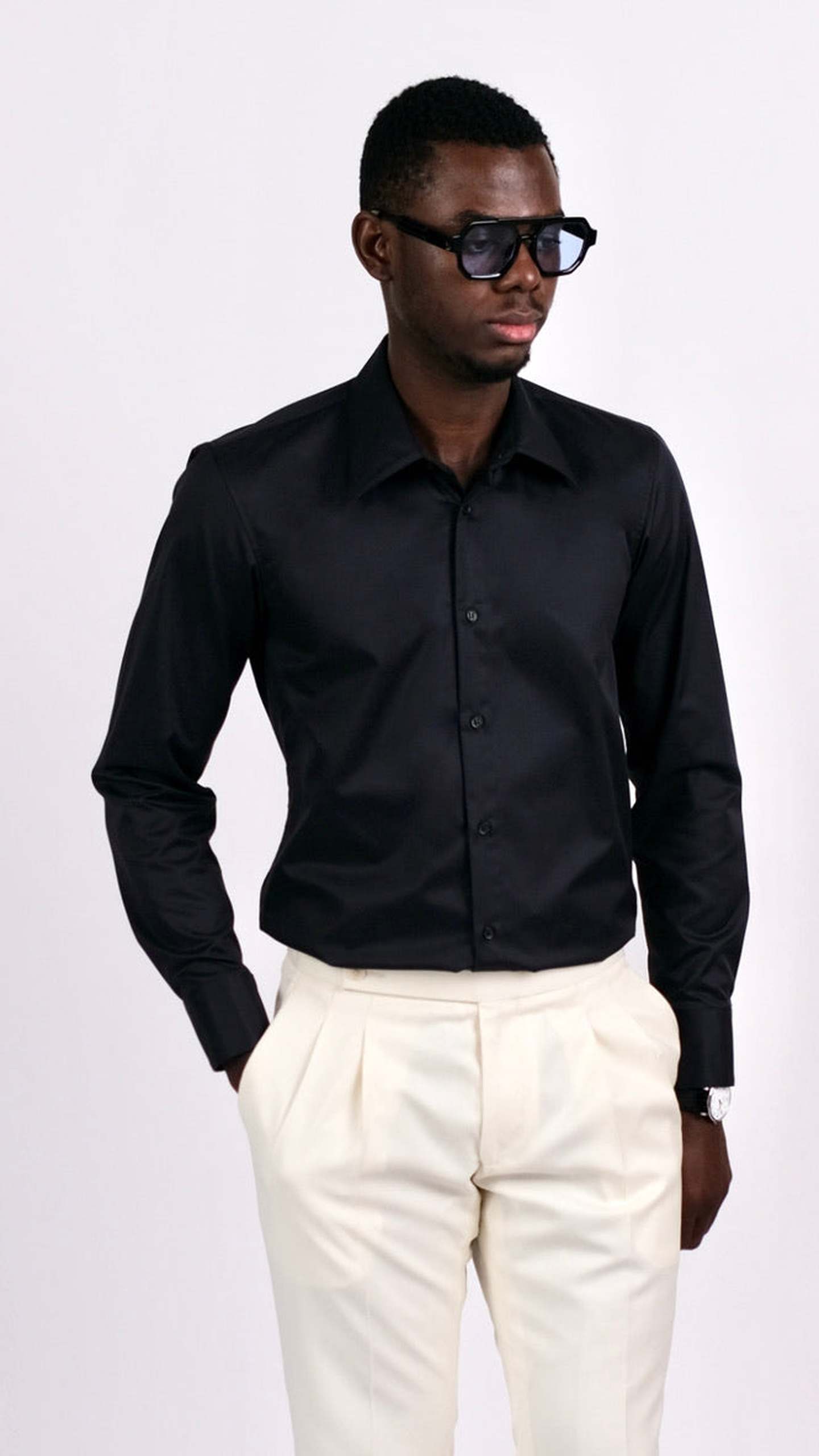 Cămașă Neagra din Twill by Iorgoni