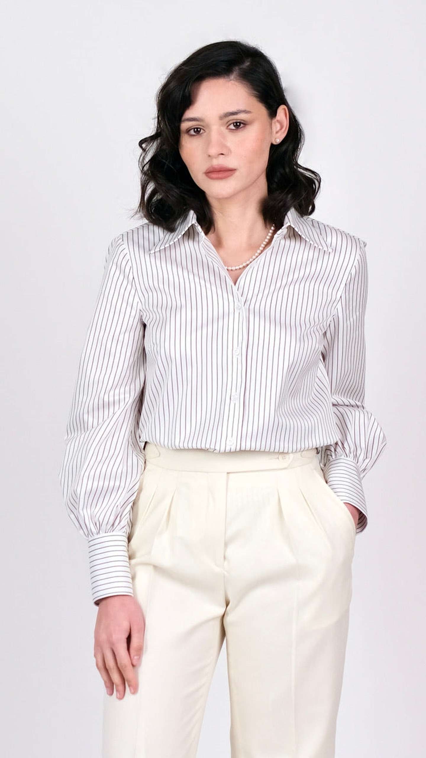 Cămașă Twill cu Dungi - Olive by Iorgoni