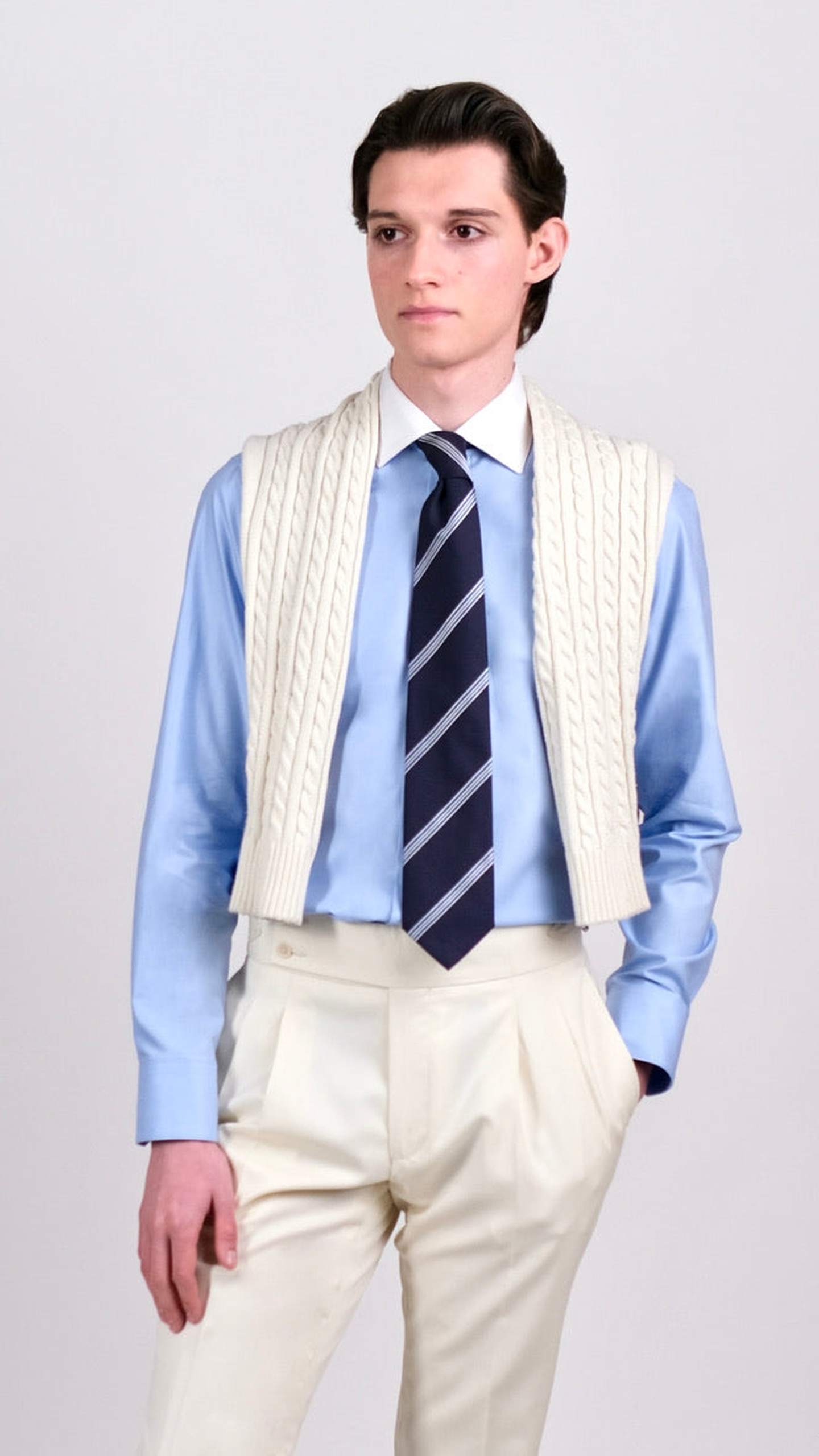 Cămașă Poplin Albastru Deschis cu Guler Alb by Iorgoni